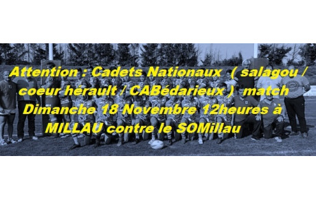 les cadets nationaux jouent dimanche ...