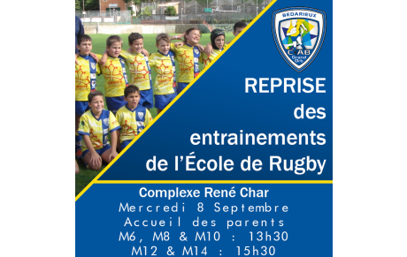Reprise de l'École de Rugby 